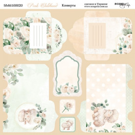 Аркуш двостороннього паперу, Конвертики Pink Childhood, 20х20см, Scrapmir