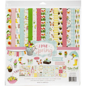 Набор бумаги для скрапбукинга I love Spring, 12 листов + наклейки, 30х30 см, Echo Park