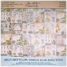 Набор бумаги для скрапбукинга Wallflower с веллумом, 18 листов, 30х30 см, Tim Holtz