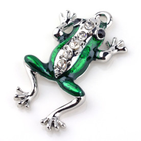 Підвіска з емаллю і стразами, Жаба, 1 шт, 34х20х6 мм