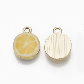 Подвеска с эмалью, Долька лимона, 1 шт, 17х13х3 мм