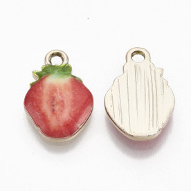 Підвіска з емаллю, Полуниця в розрізі, 1 шт, 18х12,5х3 мм