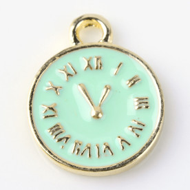 Підвіска з емаллю, М'ятний годинник, 1 шт, 17,5х13,5х2 мм