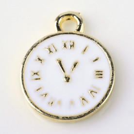 Подвеска с эмалью, Белые часы, 1 шт, 17,5х13,5х2 мм