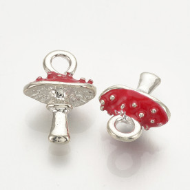 Підвіска з емаллю, Мухомор, 1 шт, 15,5х11х6 мм