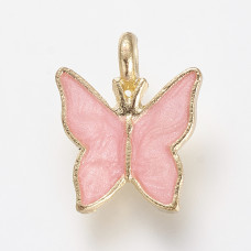 Подвеска с эмалью, Розовая бабочка, 1 шт, 13,5х11х2 мм