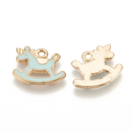 Підвіска з емаллю, Конячка-качалка, 1 шт, блакитний, 16х11х1,5 мм