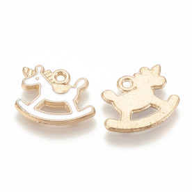 Подвеска с эмалью, Лошадка-качалка, 1 шт, белый, 16х11х1,5 мм