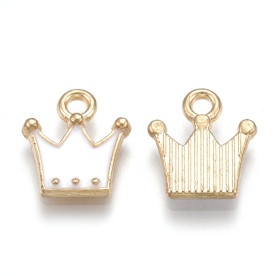 Подвеска с эмалью, Корона, 1 шт, белый, 11,5х10,5х2 мм