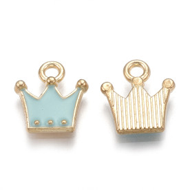 Підвіска з емаллю, Корона, 1 шт, блакитний, 11,5х10,5х2 мм