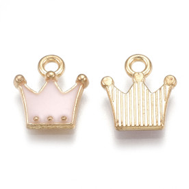Підвіска з емаллю, Корона, 1 шт, рожевий, 11,5х10,5х2 мм