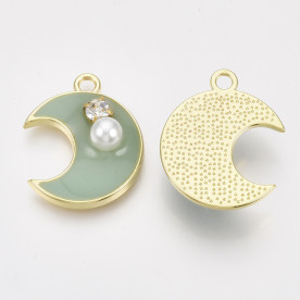 Подвеска с эмалью, Полумесяц с жемчуженой, 1 шт, 23х18,5х7 мм