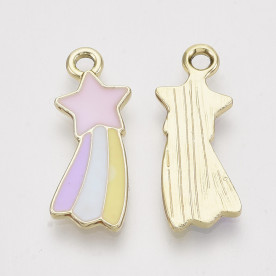 Подвеска с эмалью, Падающая звезда, 1 шт, 23,5х9х2 мм