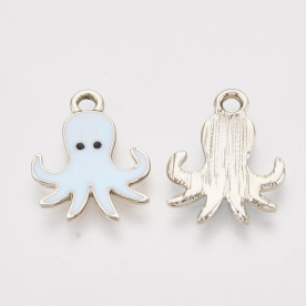 Подвеска с эмалью, Осминог, 1 шт, голубой, 20х16х2 мм
