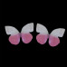 Декоративное украшение из органзы, Бабочка, 1 шт, розово-белый, 36x48 мм