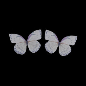 Декоративна прикраса з органзи, Метелик, 1 шт, білий, 35x48 мм