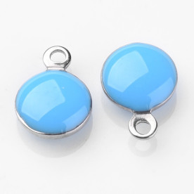 Подвеска с эмалью, Синий круг, 1 шт, 11х8х3 мм