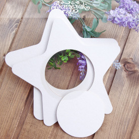 Чипборд, Заготовка 01 Звезда, 1 шт, 220х210 мм, молочный, Venzelyk