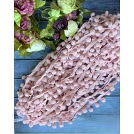 Тасьма з помпонами, 15мм, світло-пудровий