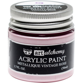 Акриловая краска металлик Metallique Vintage Rose - Finnabair Art Alchemy, 50 мл, Prima