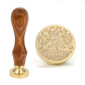 Печатка для сургучу з дерев'яною ручкою, Сміливий корабель, 90x25,5 мм