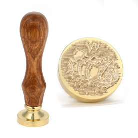 Печатка для сургучу з дерев'яною ручкою, Пливе вперед, 90x25,5 мм