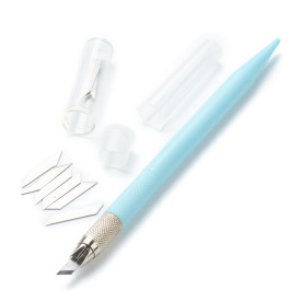 Макетный нож для скрапбукинга и хобби, цвет голубой, 10 лезвий в наборе, 16 см