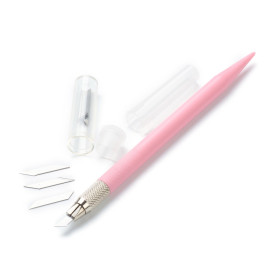 Макетный нож для скрапбукинга и хобби, цвет розовый, 10 лезвий в наборе, 16 см