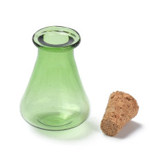 Стеклянная бутылочка, колбочка, светло-зеленый, 17х27 мм, 1 шт