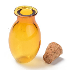 Стеклянная бутылочка, бочонок, темное золото, 15х30 мм, 1 шт