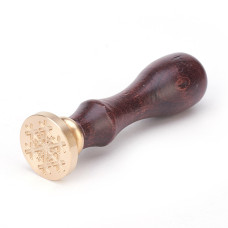 Печатка для сургучу з дерев'яною ручкою, Сніг, латунь, світле золото, 89x25,5 мм