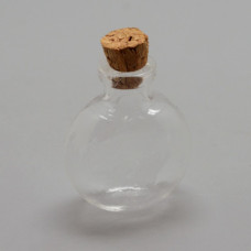 Декоративная стеклянная бутылочка с пробкой, размер 33х27х17 мм, круглая плоская