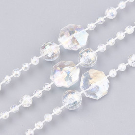 Намиста на волосіні, білі, 14 мм, 90 см