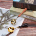Ложка для плавлення сургуча, дерев'яна ручка, колір золотий, 104х35 мм.