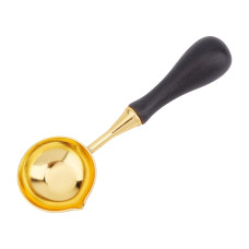 Ложка для плавления сургуча, деревянная ручка, цвет золотой, 104х35 мм