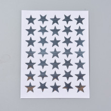 Аркуш наклейок Срібні зірки, зірочка 16х16мм, 13х10 см, 35 од/аркуш