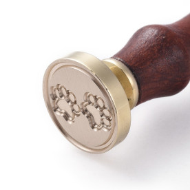 Печать для сургуча с деревянной ручкой 9 см, Лапки, цвет золотой, 25х15 мм