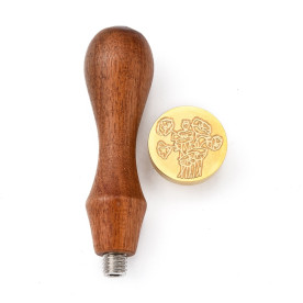 Печатка для сургучу з дерев'яною ручкою 9 см, Маки, колір золотий, 25х15 мм