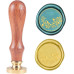 Печатка для сургучу з дерев'яною ручкою 9 см, Квітковий патерн, колір золотий, 2,55x1,45 см