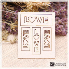 Набір чіпбордов, Написи Love, 4 шт., 4х1,5 см, Artistic Line