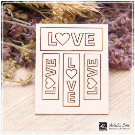 Набір чіпбордов, Написи Love, 4 шт., 4х1,5 см, Artistic Line