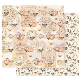 Лист двусторонней скрапбумаги с фольгированием Fall Flight - Autumn Sunset, Prima