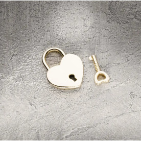 Замочок і ключ у формі сердечка, колір золото, 30*38 мм