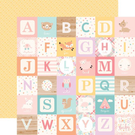 Двосторонній папір Girl Alphabet Blocks - Hello Baby Girl 30х30 см Echo Park