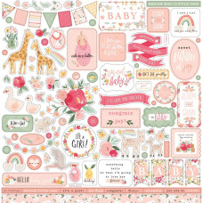 Набір наклейок Welcome Baby Girl, 30х30 см, Echo Park