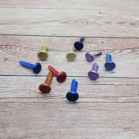 Набір брадсів у гліттері, різнокольоровий, 10шт, 9мм