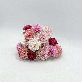 Набір квітів паперових гвоздик, в рожевих відтінках, розмір квітки 25 мм, 5 шт