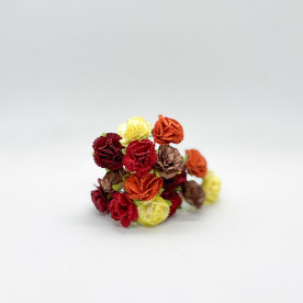 Набір квітів паперових гвоздик, в оранжево-червоних відтінках, розмір квітки 25 мм, 5 шт