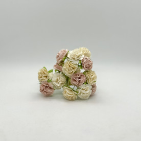 Набір квітів паперових гвоздик, в бежевих відтінках, розмір квітки 25 мм, 5 шт