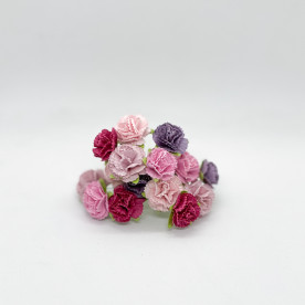Набір квітів паперових гвоздик, в бузкових відтінках, розмір квітки 25 мм, 5 шт